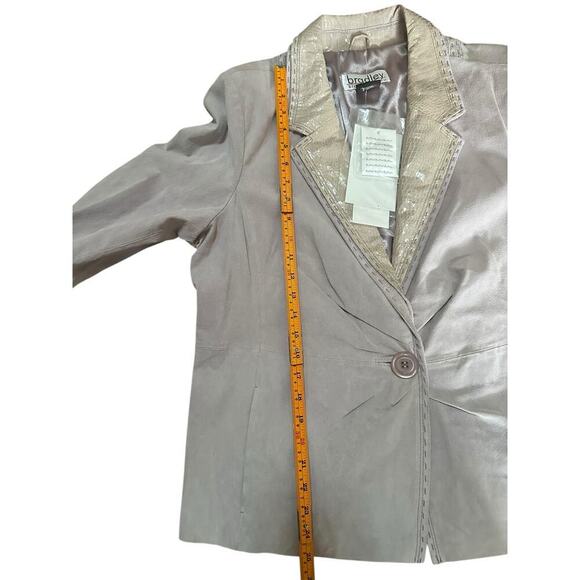 Bradley Bayou lavender 100% Leather Suede jacketCrocodile Embossed Collar. SZ-XL - Picture 9 of 10